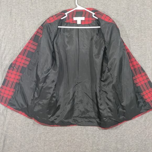 Kathryn‎ Deene Red Black Plaid Single Button Womens Blazer Size 16 - Picture 3 of 8